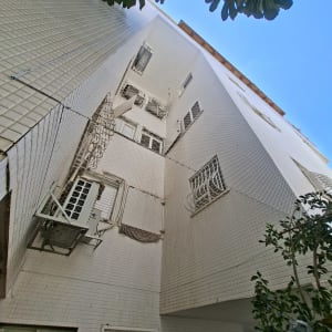 בניין עם רשתות למניעת כניסת יונים