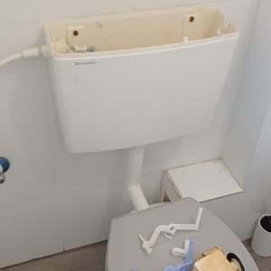 פירוק ותיקון מנגנון ניאגרה גלויה בחדר שירותים