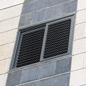 חלון עם רשת למניעת כניסת יונים