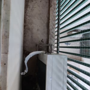 רשת מתכת ירוקה מותקנת למניעת כניסת יונים