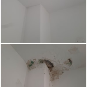 תקרה עם קילופים ונזקי רטיבות