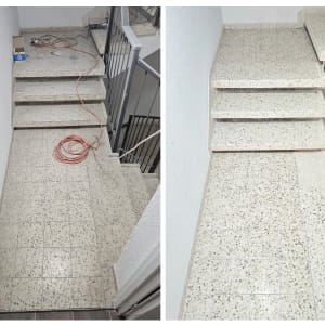 גרם מדרגות עם כבלים וכלים לניקוי