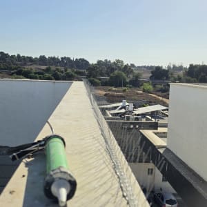 התקנת דוקרנים נגד יונים על מעקה מבנה באמצעות דבק