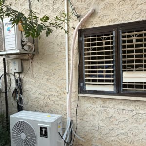 יחידת מיזוג אוויר מותקנת על קיר חיצוני