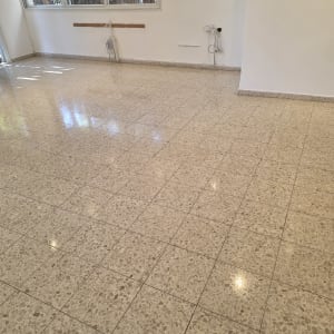 רצפה נקייה בחדר ריק עם חלונות