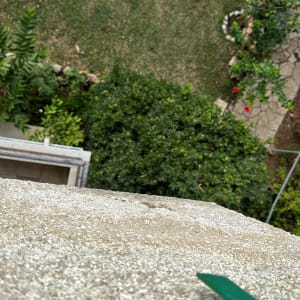 קצה של כלי ירוק על קיר בטון