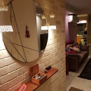 בנית קיר בריקים בכניסה לדירה