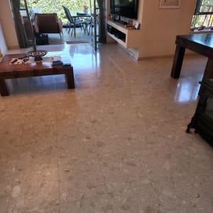 רצפה נקייה ומבריקה בסלון מואר