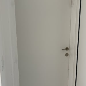 דלת לבנה עם ידית מתכת