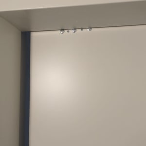 דלת לבנה עם ברגים בחלק העליון