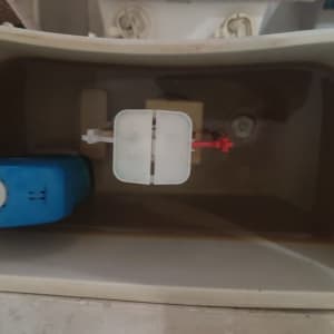 מיכל מים עם מנגנון פנימי בשירותים