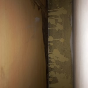 כתמי צבע צהובים על קיר כהה