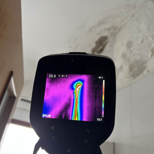 מצלמה תרמית מציגה דליפת מים בתקרה
