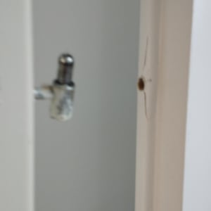 חלק מדלת עם חור ובריח מתכת