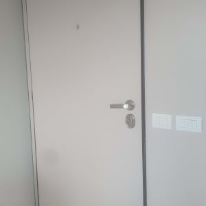 דלת עם ידית ומנעול כסופים