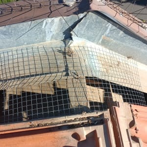 תיקון גג עם רשת מתכת ואריחים