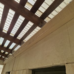 רשת למניעת כניסת יונים מתחת לפרגולה