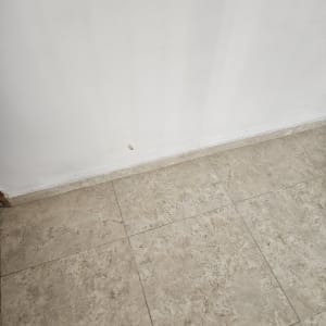 קיר ורצפה עם סימני רטיבות קלים