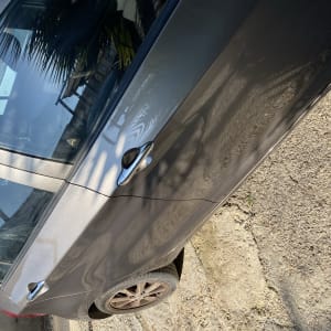 מכונית אפורה עם דלתות ומראות צד