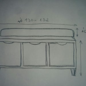 שרטוט ספסל עץ עם מידות בסנטימטרים