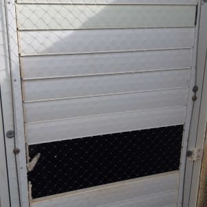 רשת מתכת על דלת למניעת כניסת יונים