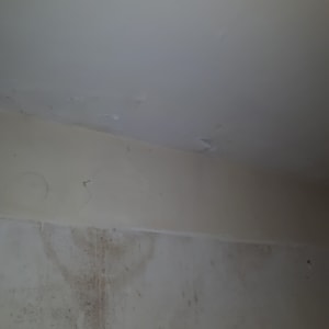 קיר עם סדקים וכתמי רטיבות לפני צביעה