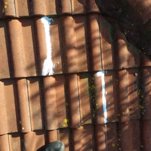 רעפים עם כתמי צבע לבן וצללים