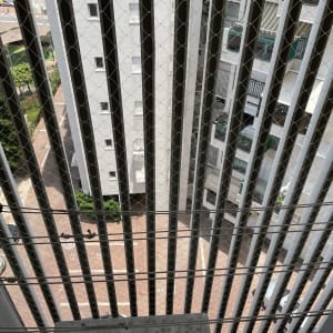 רשת מתכת על חלון למניעת כניסת יונים