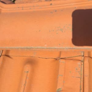 רעפים כתומים עם סדק קטן על הגג