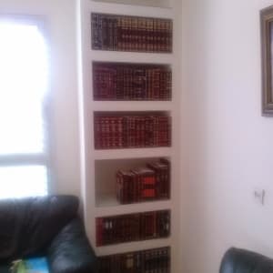 מדפי גבס עם ספרים בסלון