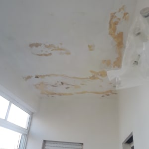 תקרה עם קילופי צבע ונזקי רטיבות