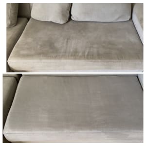 כרית ספה לפני ואחרי ניקוי