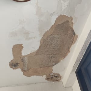 תקרה עם קילופי צבע ונזקי רטיבות