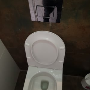 אסלה עם לחצן הדחה על קיר