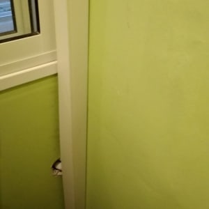 צינור מיזוג אוויר יוצא מקיר ירוק
