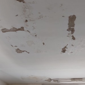 תקרה עם קילופי צבע ונזקי רטיבות