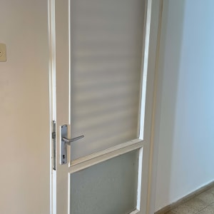 דלת עם שני חלונות זכוכית חלבית