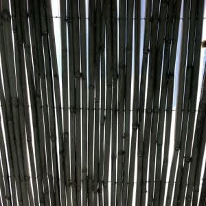 גג עשוי מקני במבוק מחוברים יחד