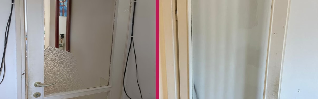 החלפת זכוכית בדלת עץ