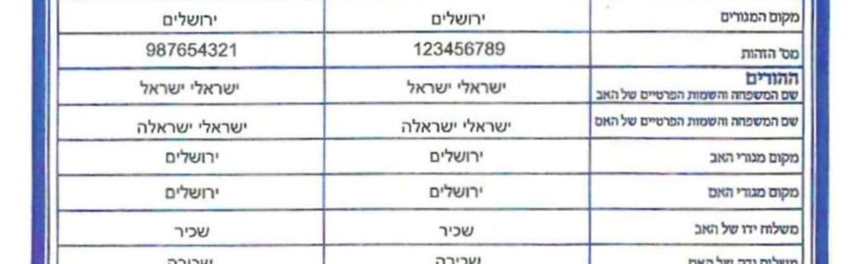תעודת נישואין לדוגמה