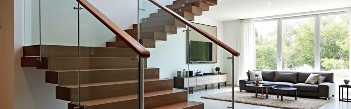 סלון עם מדרגות עץ אלון