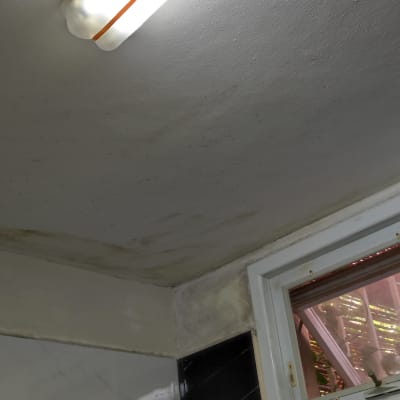 מנורת פלורסנט מותקנת על תקרה בחדר אמבטיה