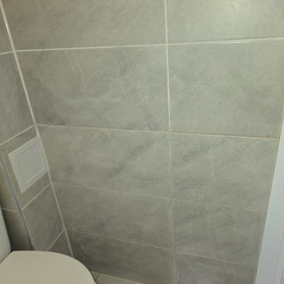 אסלה וקיר אריחים בחדר אמבטיה