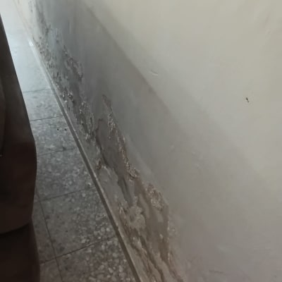 קיר עם סימני רטיבות ונזק