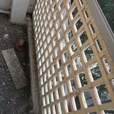 סורג מלוכלך עם לכלוך ואבק על הרצפה