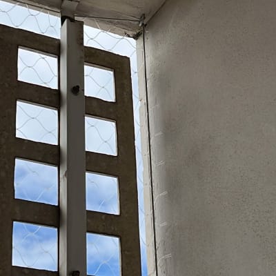 רשת למניעת כניסת יונים מותקנת על חלון