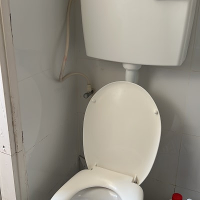 אסלה עם מיכל הדחה ומברשת ניקוי