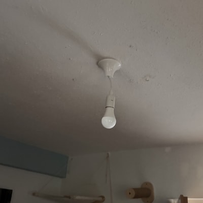 נורה תלויה מהתקרה עם בית מנורה לבן