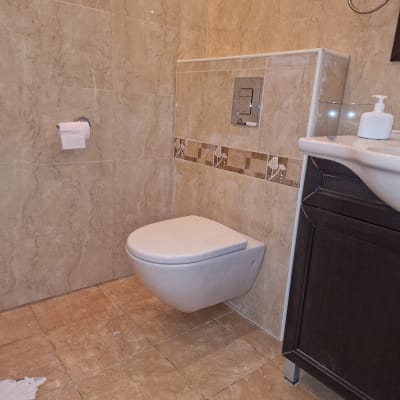 אסלה תלויה על קיר בחדר אמבטיה