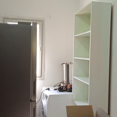 מקרר, מכונת כביסה, מדף לבן, ציוד חשמלי